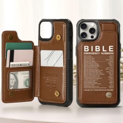 Bible Emergency Numbers Leather Flip Wallet Phone Case