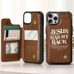 Jesus Has My Back Leather Flip Wallet Phone Case